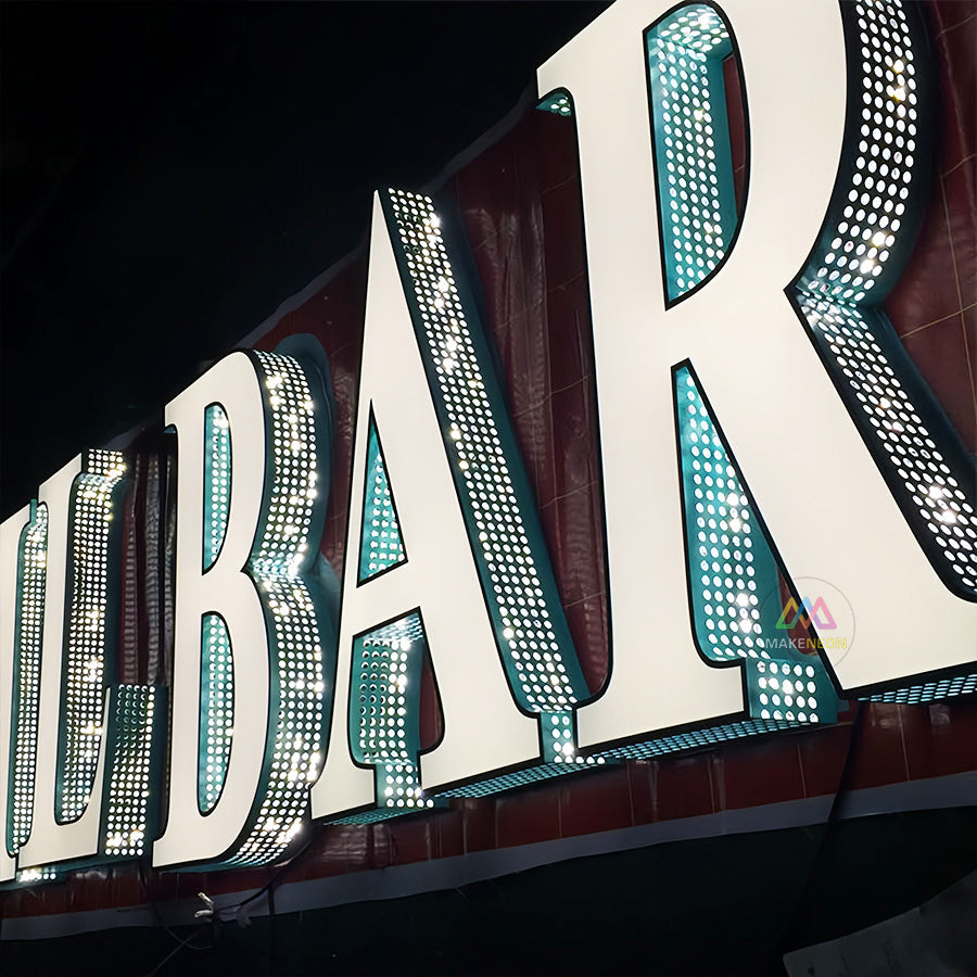 Custom Perforated Channel Letter Signs for Business with Side Punch Holes