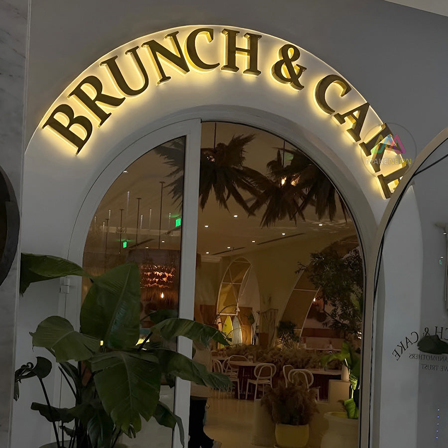 Custom 3D Metal Backlit Sign for Cafés & Brunch Spots - Chic Storefront Logo