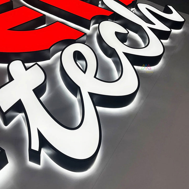 Custom 3D Front & Backlit LED Sign - Illuminated Letters for Business, Storefront, Shop