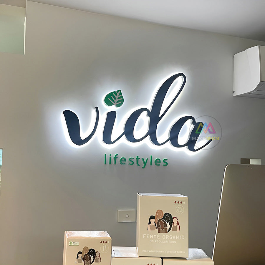 3D Metal Backlit Sign for Wellness Center - Custom LED Reception Sign