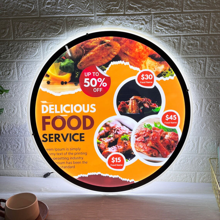 Custom Business Logo Acrylic Backlit Sign, Menu Light Sign, UV Printing Ad Poster For Restaurants, Pizza Shop