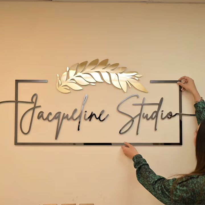 Acrylic Flat Cut Letter Signs - Custom Wall Logo Signs for Salon, Studio