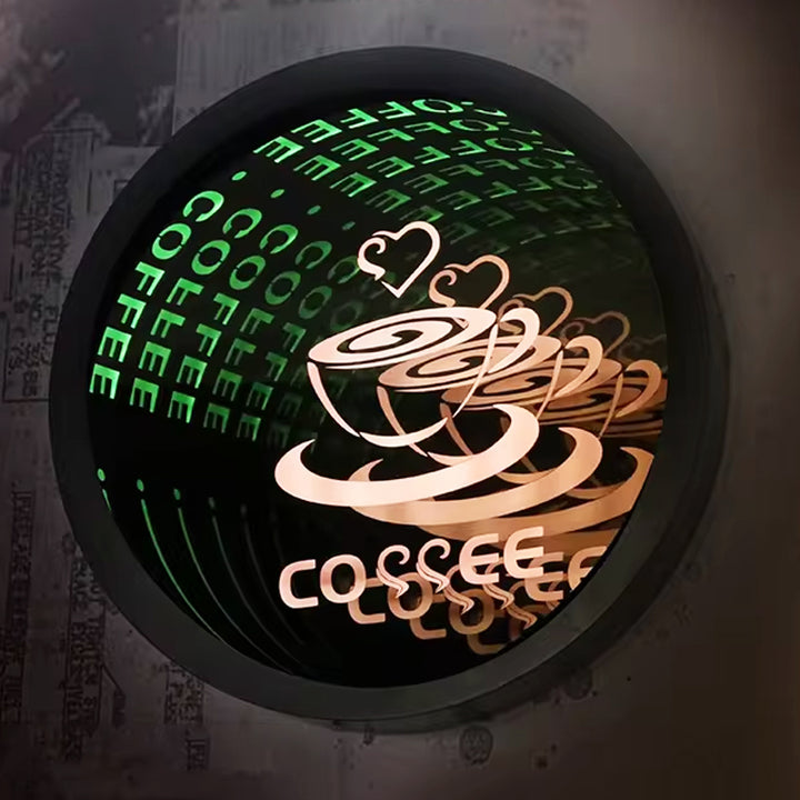 Custom Infinity Mirror Neon Light Box Sign, RGB Multicolor Sign Round Magic Neon Light Box For Business