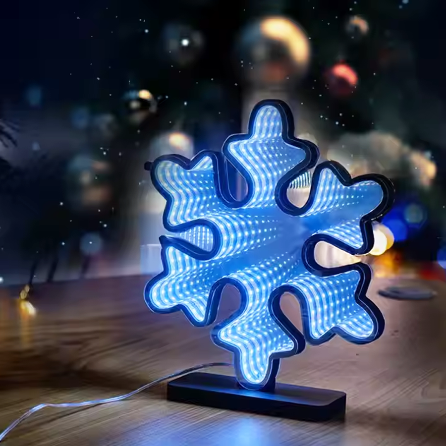Wholesale Infinity Mirror Neon Sign, Christmas Snowflake Magic Neon Sign For Family, Business