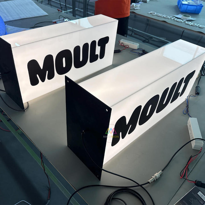 Side-Mounted Acrylic Light Box Sign - Custom Logo LED Sign for Salon & Cafe