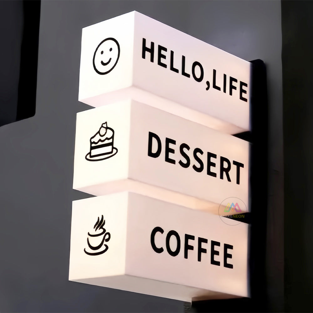 Side-Mounted Acrylic Light Box Sign - Custom Logo LED Sign for Salon & Cafe