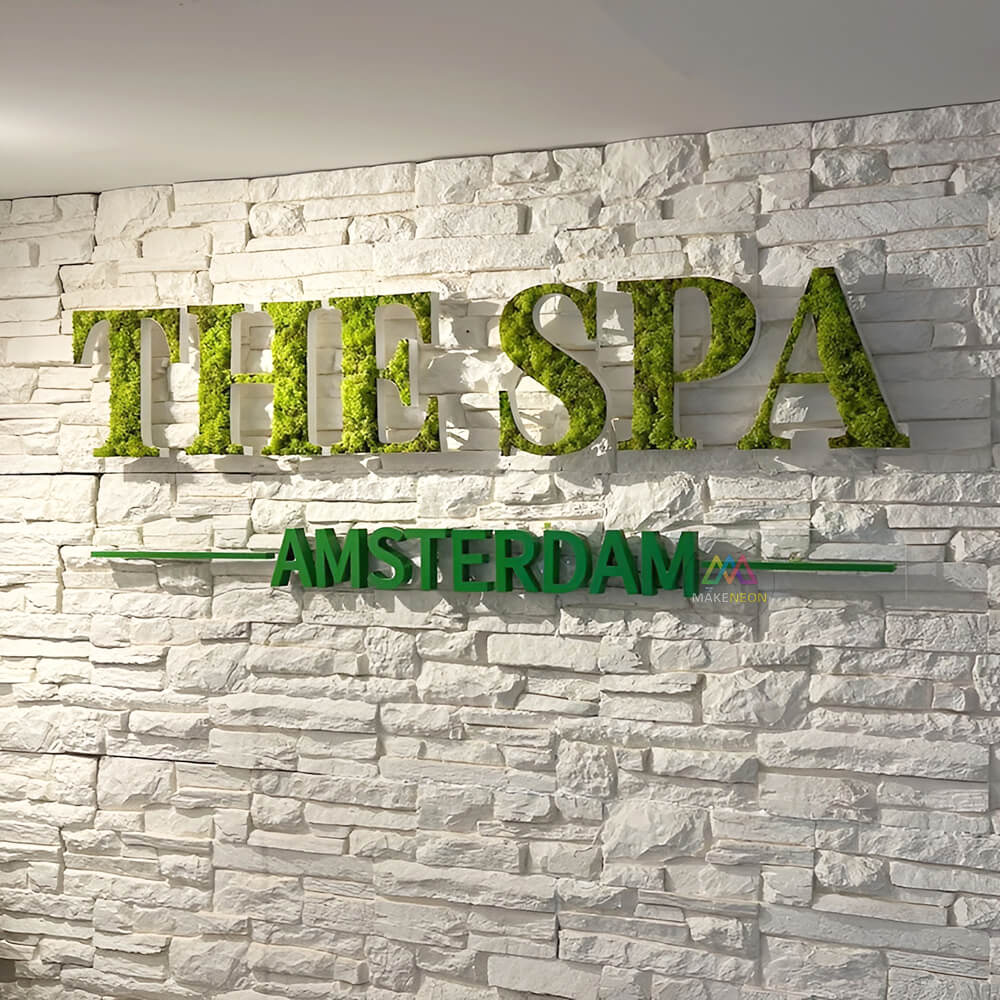 Personalized 3D Moss Sign - Wall Logo Sign for Office, Salon