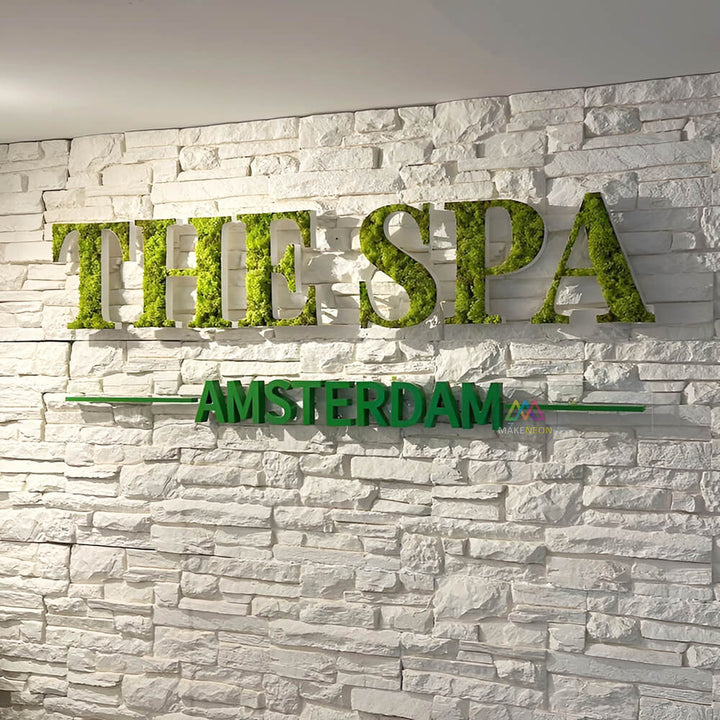 Personalized 3D Moss Sign - Wall Logo Sign for Office, Salon