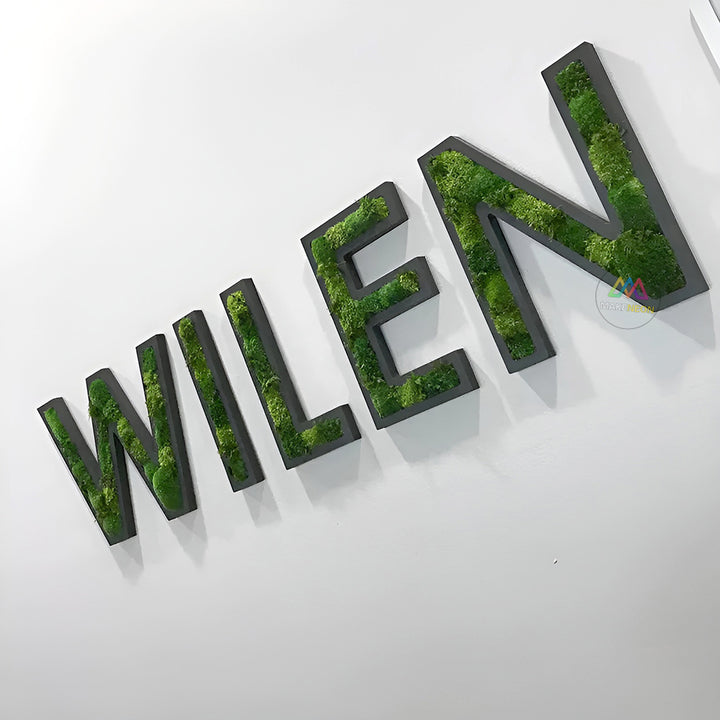 Custom 3D Moss Logo Sign with Stainless Steel Border