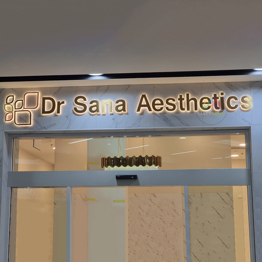 Custom Backlit 3D Metal Sign for Aesthetic Clinics - Luxury Storefront Sign