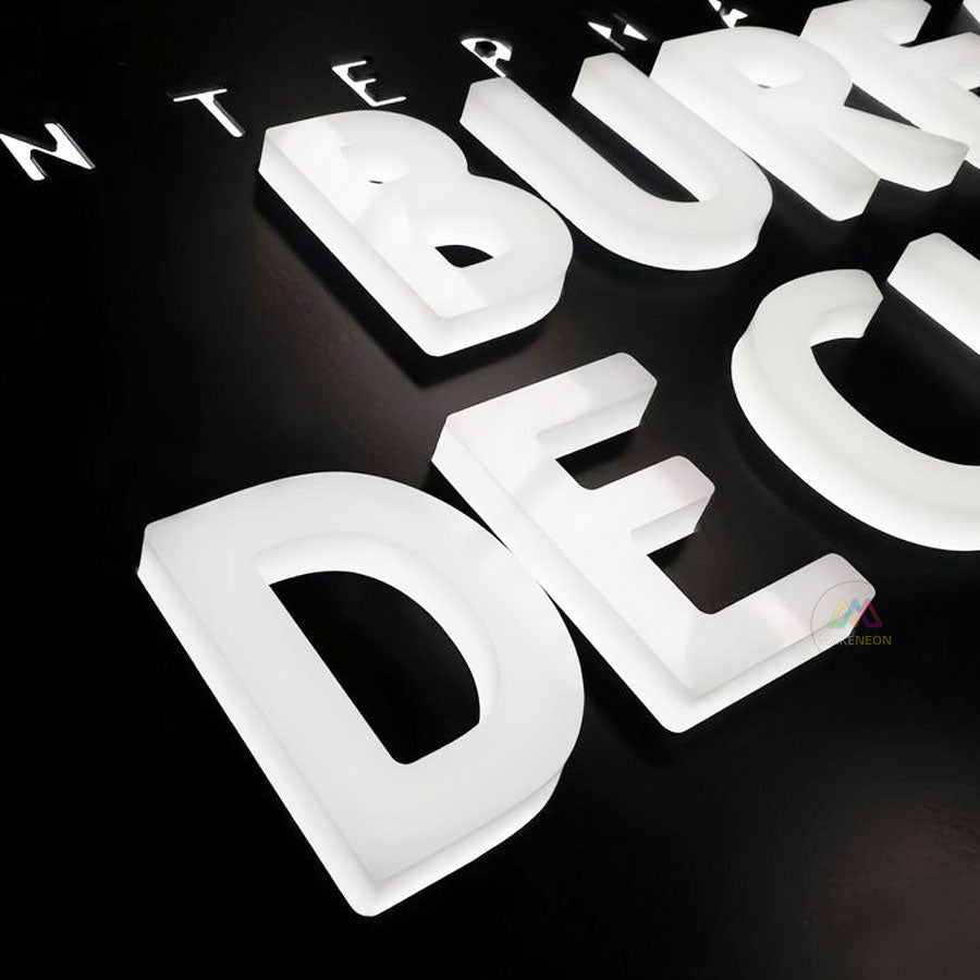 Personalized Fully Lit Acrylic Channel Letters - Custom Illuminated Lightbox Signage for Interior, Branding, and Office