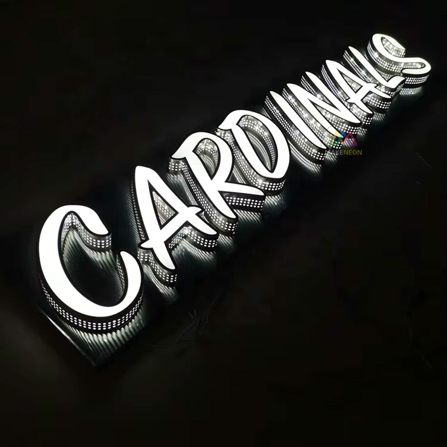 Custom 3D Punching LED Letter Sign - Stainless Steel Illuminated Business Sign