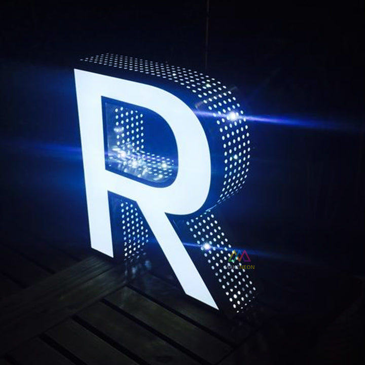 Custom 3D Punching LED Letter Sign - Stainless Steel Illuminated Business Sign