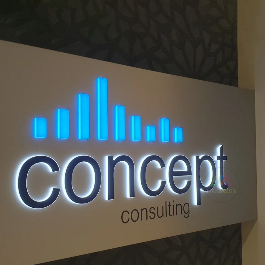 Custom Push Through Lightbox Sign - Metal Box with Illuminated Acrylic Letters
