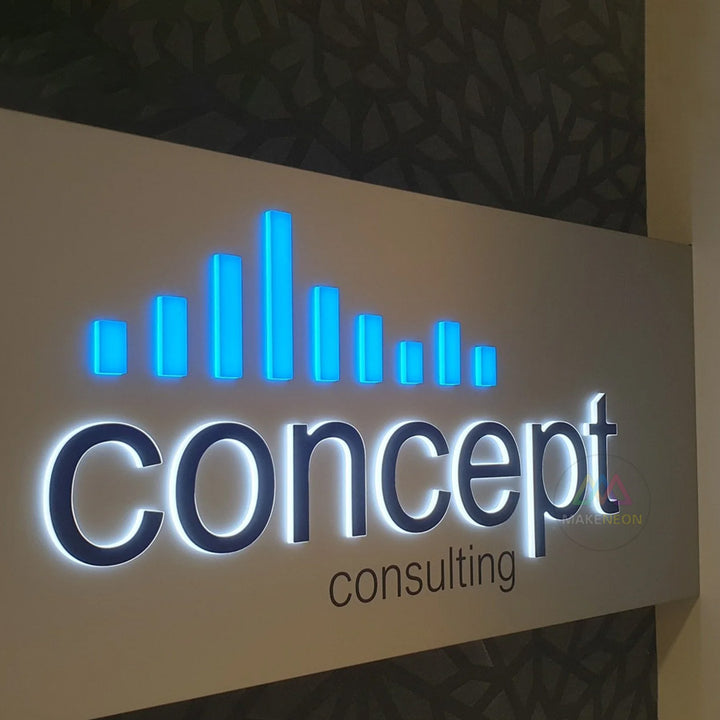 Custom Push Through Lightbox Sign - Metal Box with Illuminated Acrylic Letters