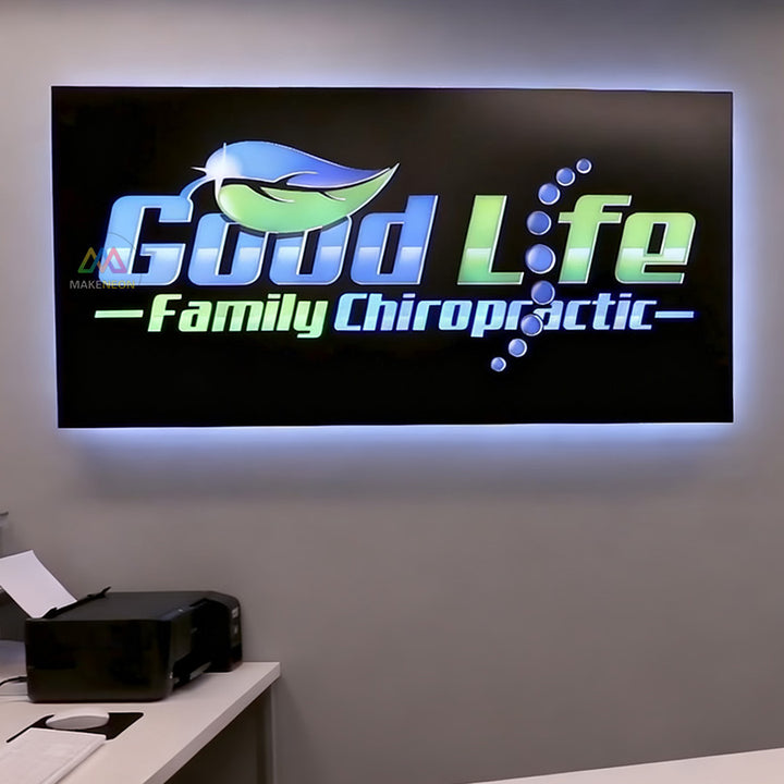 Custom Push Through Lightbox Sign - Metal Box with Illuminated Acrylic Letters