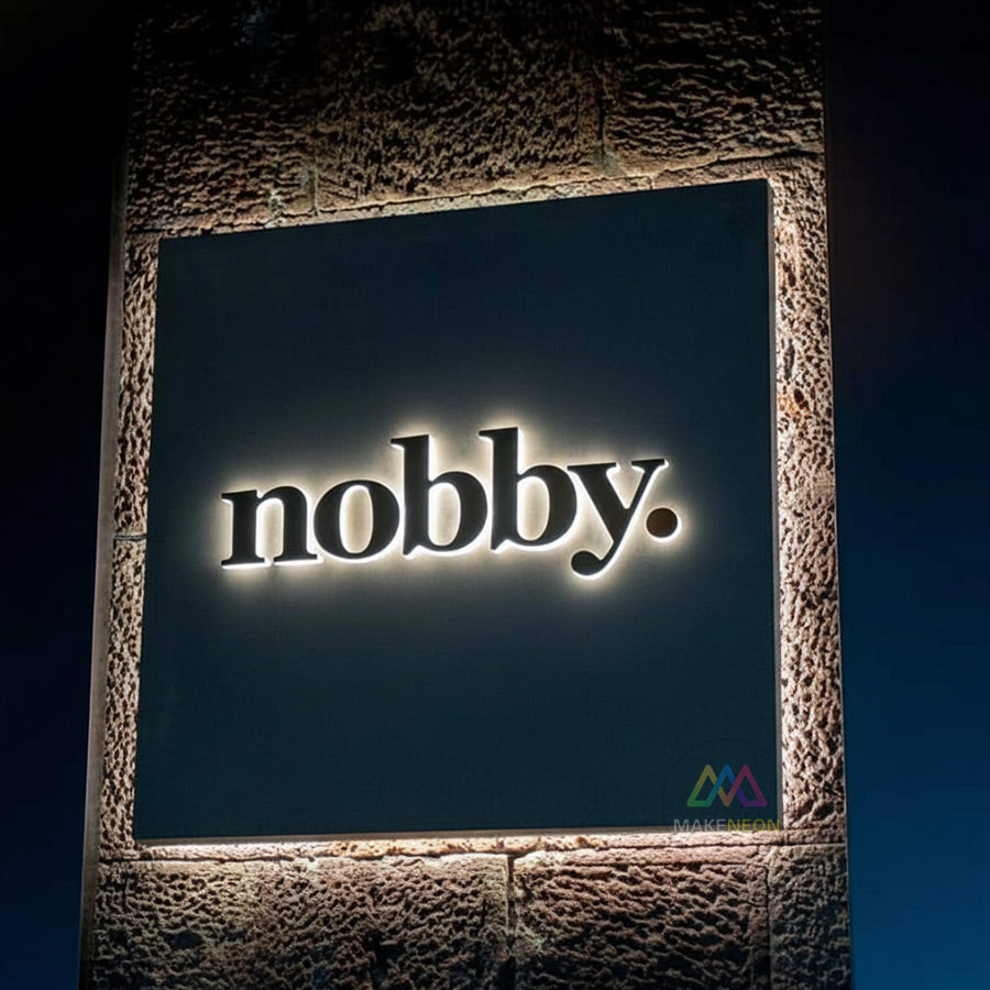 Custom Push Through Lightbox Sign - Metal Box with Illuminated Acrylic Letters