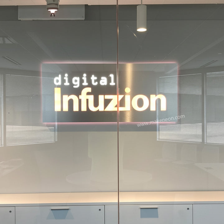Custom Push Through Lightbox Sign - Metal Box with Illuminated Acrylic Letters