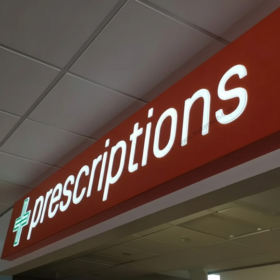 Custom Push Through Lightbox Sign - Metal Box with Illuminated Acrylic Letters