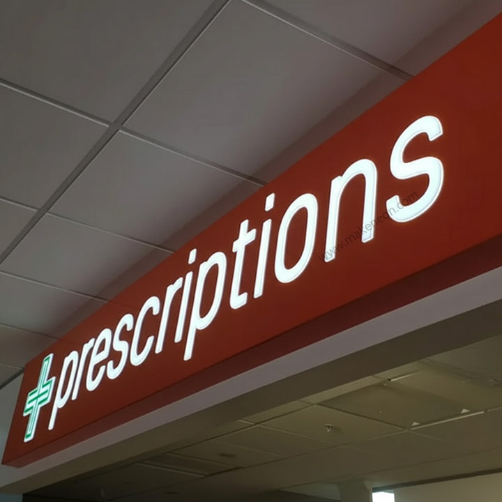 Custom Push Through Lightbox Sign - Metal Box with Illuminated Acrylic Letters