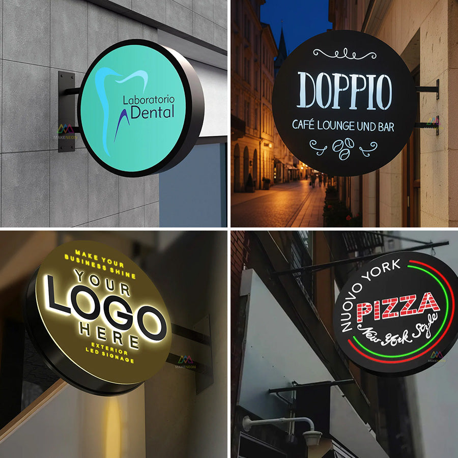 Custom Blade Sign Light Boxes - Double-Sided LED Storefront Signs ...
