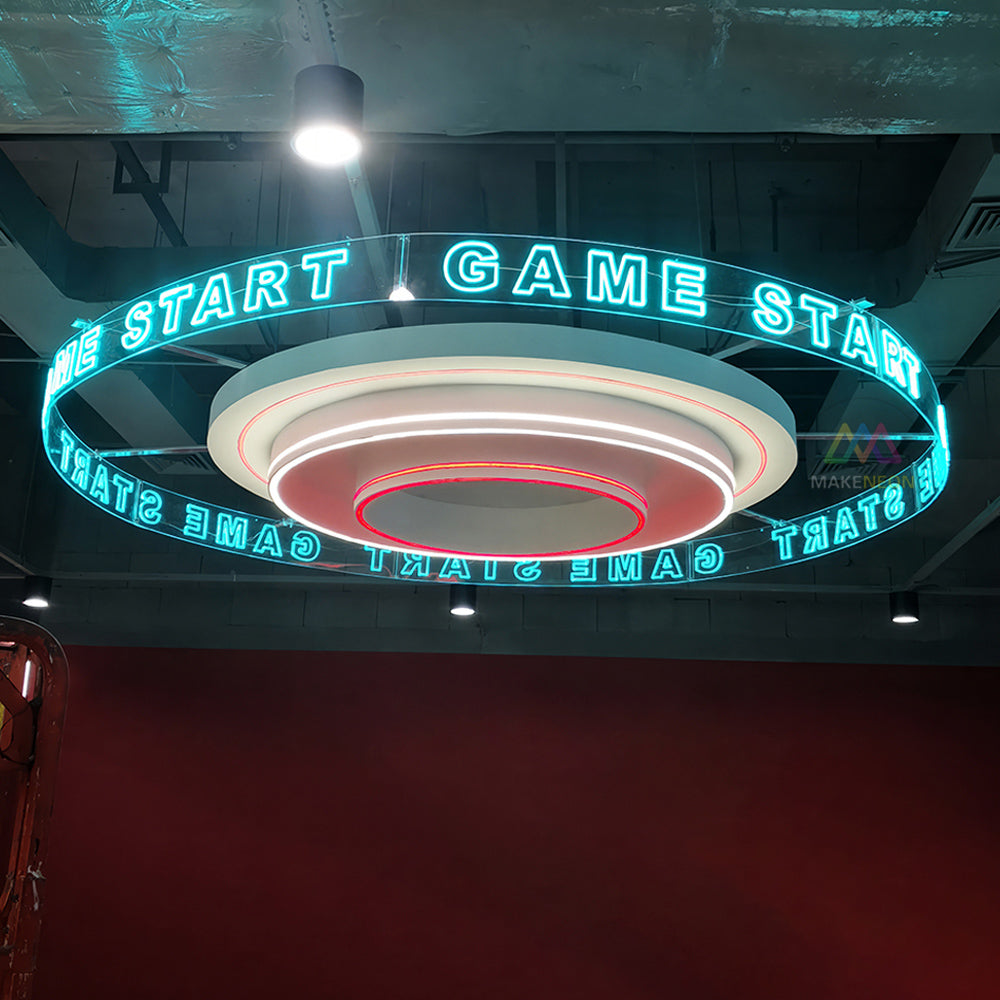 Custom Ceiling Neon Sign - Hanging Circular LED Sign for Business