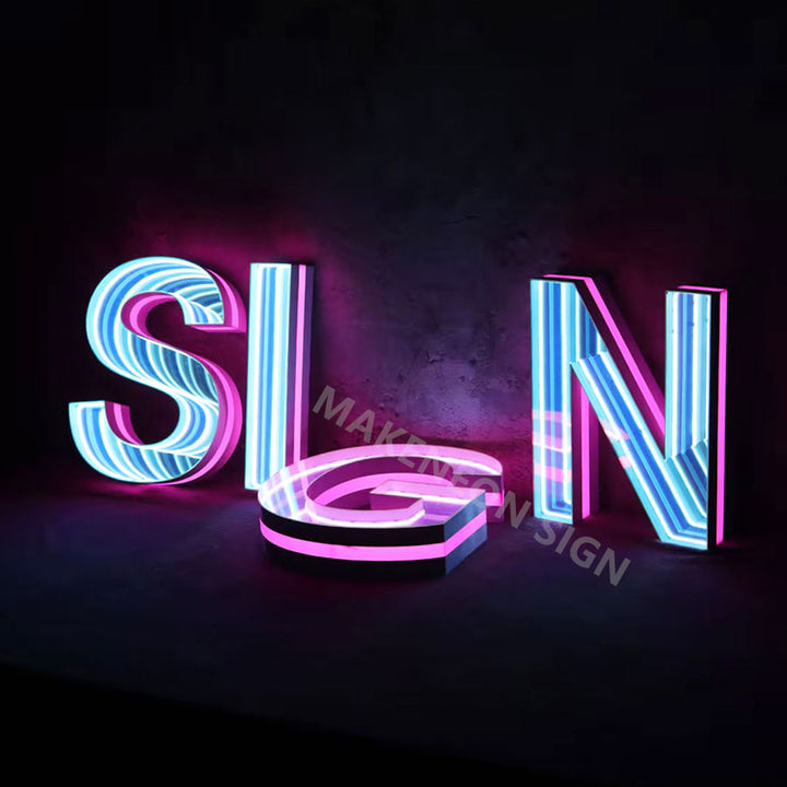 Custom 3D Infinity Mirror LED Channel Letters - Infinity Mirror Logo Signs