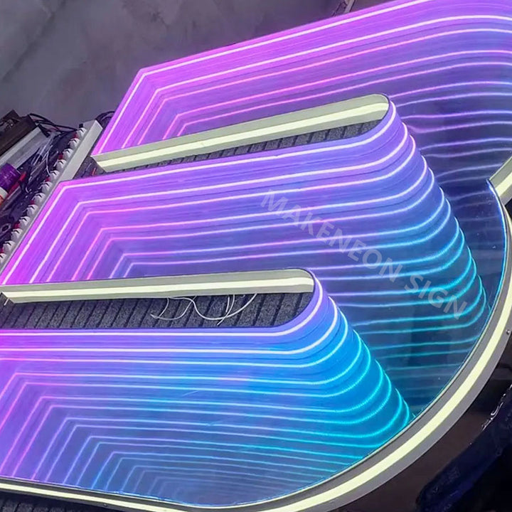 RGB Infinity Mirror LED channel letters - Personalized infinity mirror signs