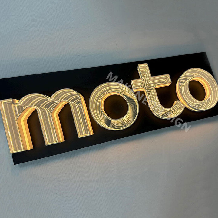 Custom 3D Infinity Mirror LED Channel Letters - Infinity Mirror Logo Signs