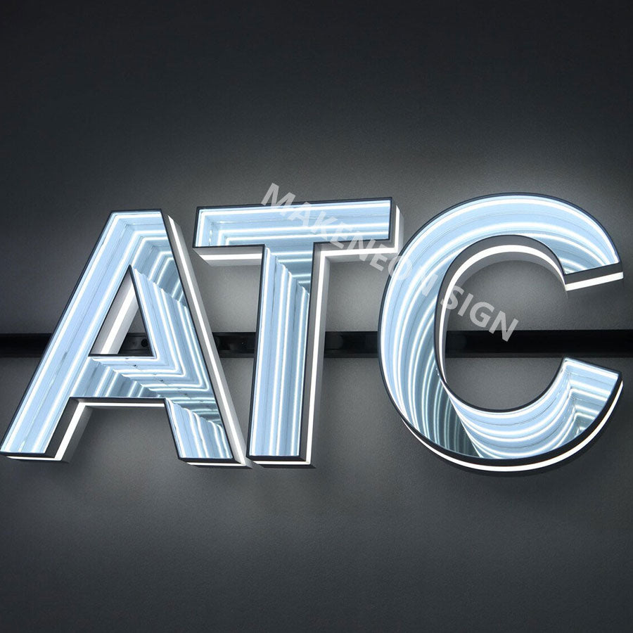 Custom 3D Infinity Mirror LED Channel Letters - Infinity Mirror Logo Signs