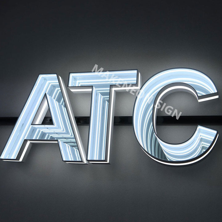Custom 3D Infinity Mirror LED Channel Letters - Infinity Mirror Logo Signs