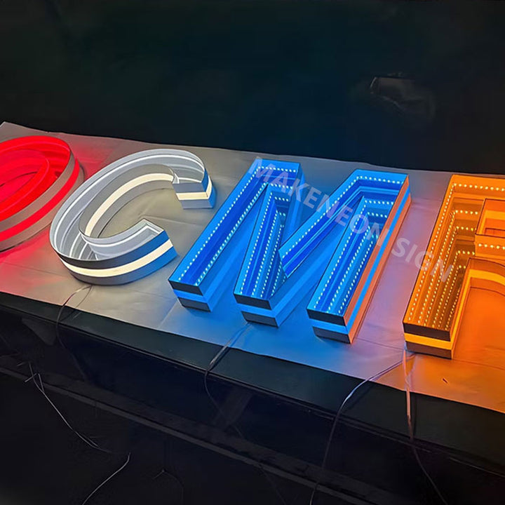 RGB Infinity Mirror LED channel letters - Personalized infinity mirror signs