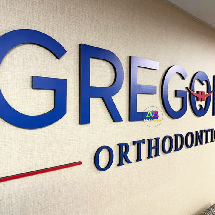 Personalized 3D Fabricated Letter Logo Signs - Non-Illuminated Acrylic Wall Sign