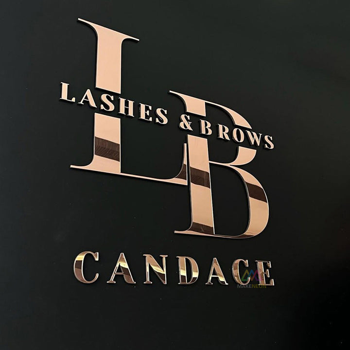 Custom 3D Acrylic Letters with Front Metal Finish, Non-Illuminated Wall Logo Sign for Business Reception