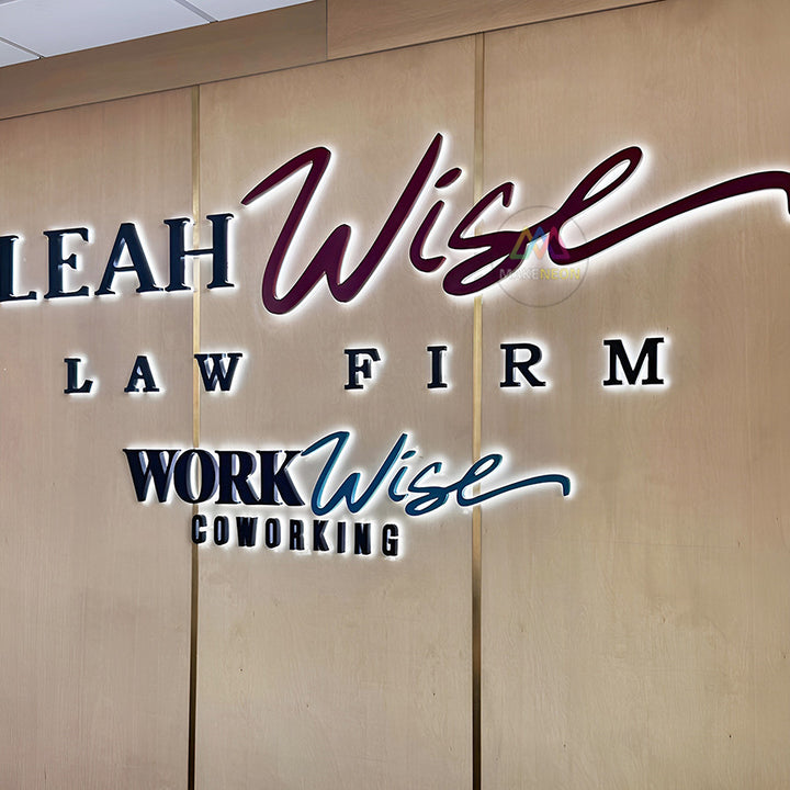 3D Metal Backlit Sign for Law Firms & Professionals - Custom Lobby Signage