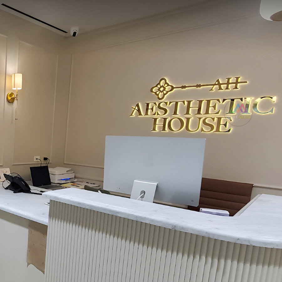 Custom 3D Backlit Metal Sign for Aesthetics Center - Halo Lit Business Logo