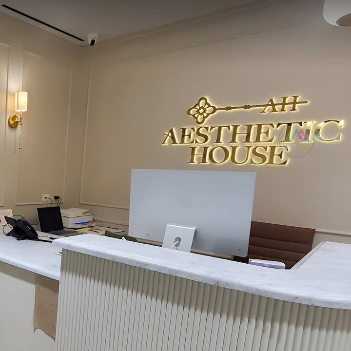Custom 3D Backlit Metal Sign for Aesthetics Center - Halo Lit Business Logo
