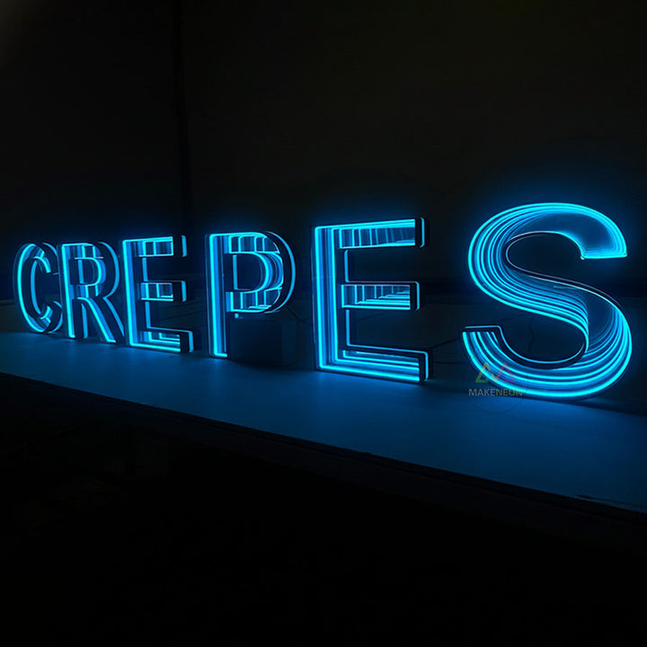 Custom 3D Infinity Mirror Channel Letters - LED Logo Signs for Businesses, Restaurants, Bars & Clubs