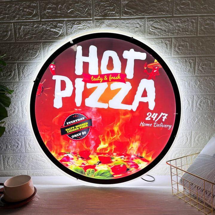 Custom Business Logo Acrylic Backlit Sign, Menu Light Sign, UV Printing Ad Poster For Restaurants, Pizza Shop