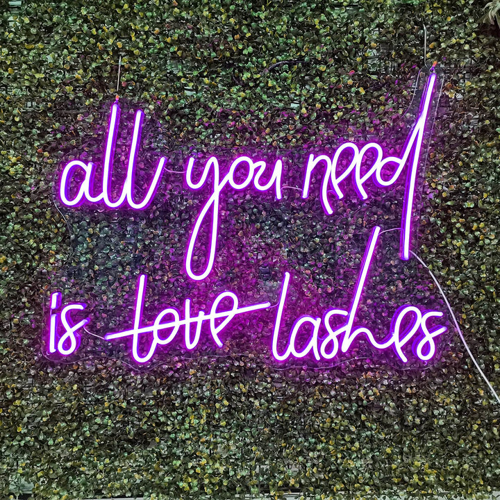 All you need is love lashes store sign, Lashes Salon Neon Sign For Beauty shop, nail salon, spa, lashes & brows