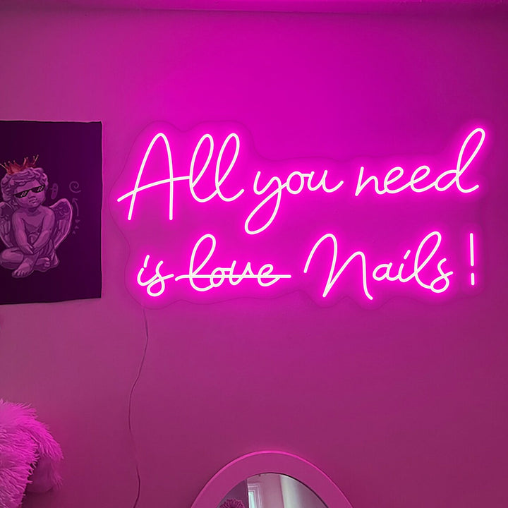 All you need is love nails store sign, Nail Salon Neon Sign For Beauty shop, nail salon, spa, lashes & brows