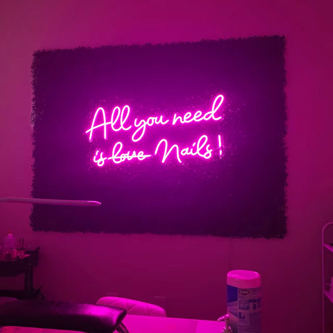 All you need is love nails store sign, Nail Salon Neon Sign For Beauty shop, nail salon, spa, lashes & brows