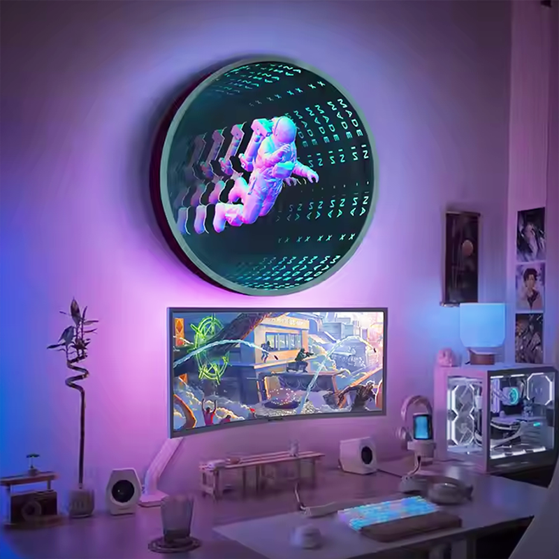Custom Infinity Mirror Neon Light Box Sign RGB Multicolor Sign Round Magic Neon Light Box For Business
