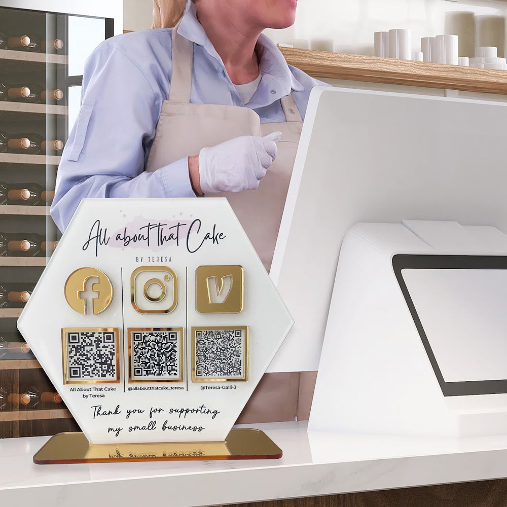 Custom QR Code Sign - Personalized Payment Business Sign With Social Media QR Code