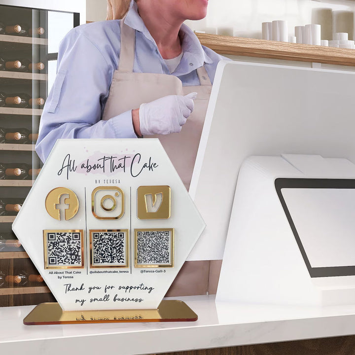 Custom Multi QR Code Sign - Personalized Payment Business Sign With Social Media QR Code