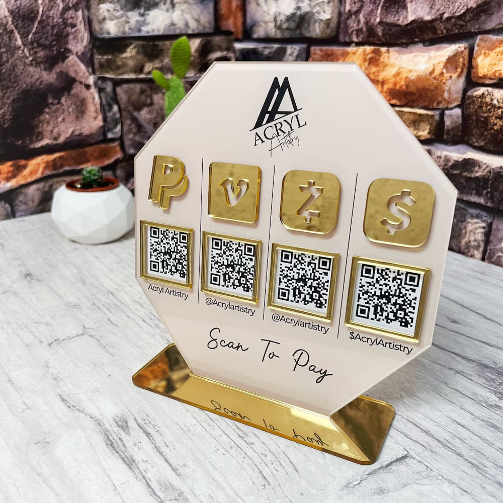 Custom Multi QR Code Sign - Personalized Payment Business Sign With Social Media QR Code