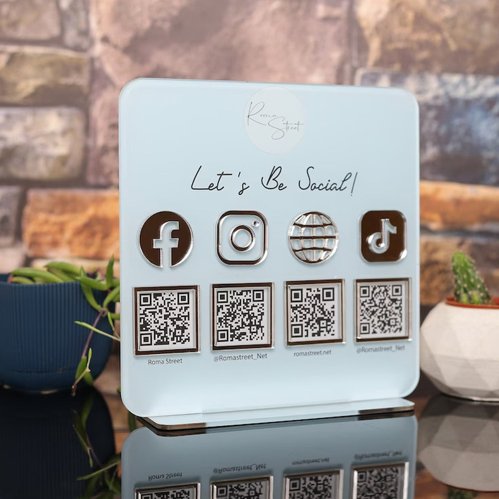 Custom Multi QR Code Sign - Personalized Payment Business Sign With Social Media QR Code