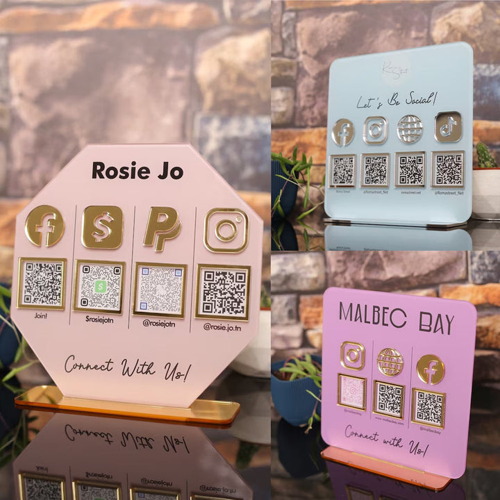 Custom Multi QR Code Sign - Personalized Payment Business Sign With Social Media QR Code