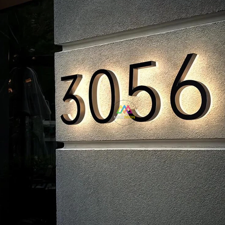 Custom Address Numbers 3D Metal Backlit Letters - Led Illuminated Metal Sign Waterproof