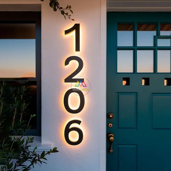 Custom Address Numbers 3D Metal Backlit Letters - Led Illuminated Metal Sign Waterproof